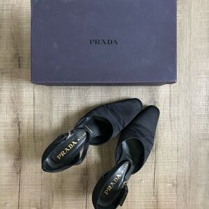 Prada Black Satin Heeled Women's Shoes